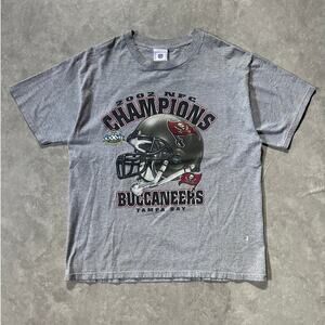 2002 Vintage Tampa Bay Buccaneers NFC Champs Grey Helmet T Shirt Size L